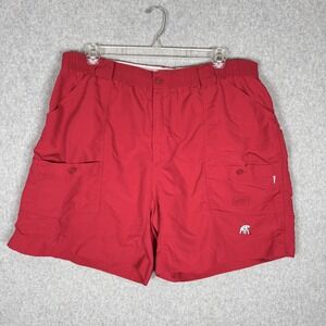 AFTCO Shorts Mens 44 Red Alabama Crimson Tide Embroidered Elephant Elastic Waist